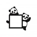 Duvar Süs Mdf Ahşap Priz Dekoru Panda Temalı 18 x 17 Siyah Renk