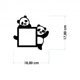 Duvar Süs Mdf Ahşap Priz Dekoru Panda Temalı 18 x 17 Siyah Renk