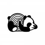 Duvar Dekor Süs Mdf Ahşap Uyuyan Panda 32 x 20 Siyah Renk