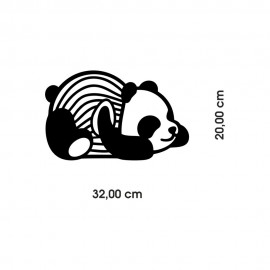 Duvar Dekor Süs Mdf Ahşap Uyuyan Panda 32 x 20 Siyah Renk