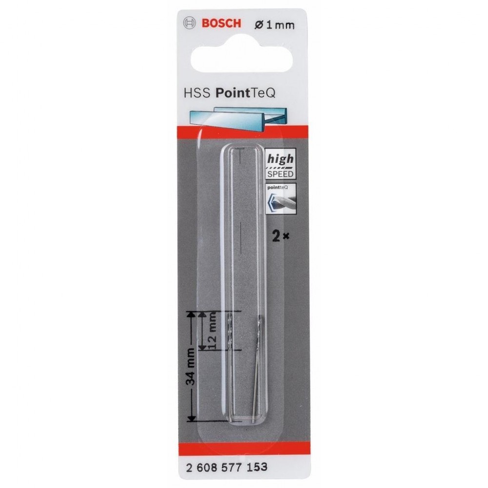 Bosch HSS-PointTeQ DIN 338 1 mm 2'Li Metal Matkap Ucu