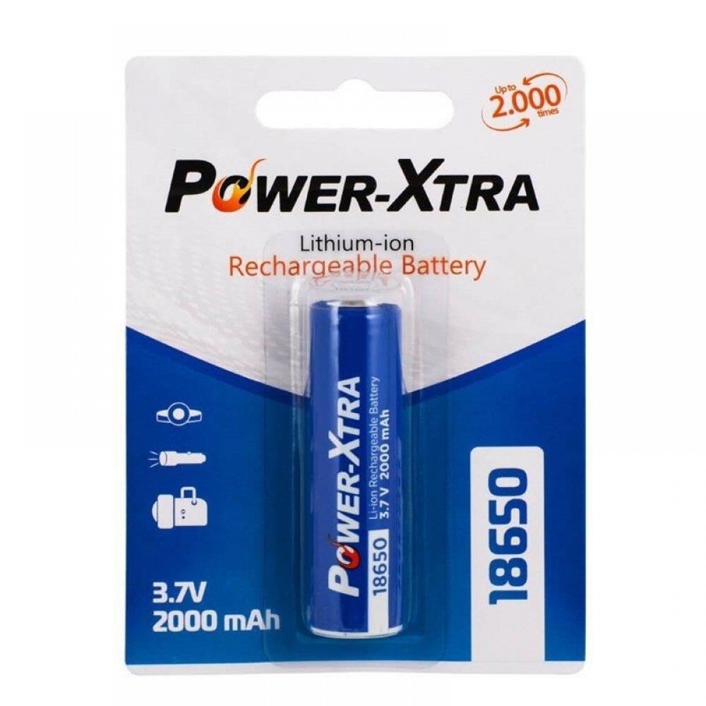 Power-Xtra 18650 Şarjlı Pil 3.7 Volt 2000 mAH