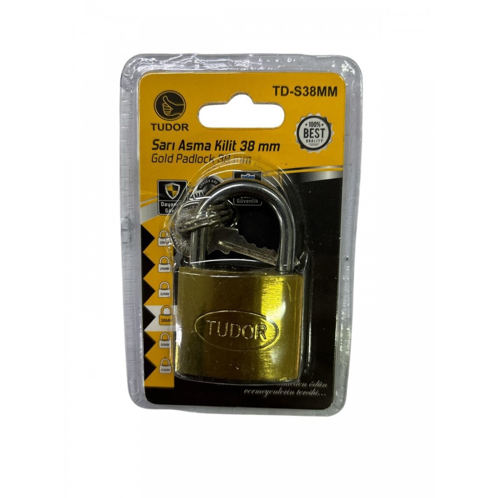 Tudor 38 mm Kısa Sarı Asma Kilit