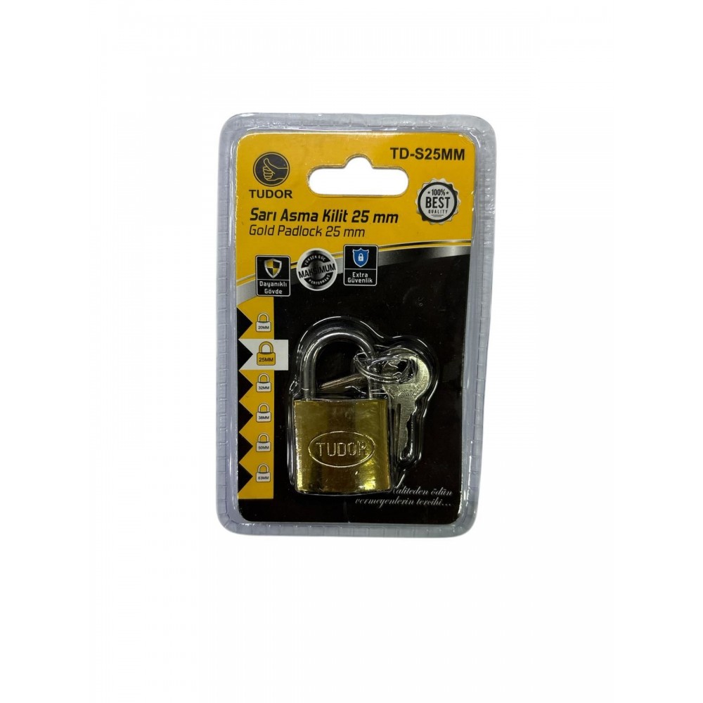 Tudor 25 mm Kısa Sarı Asma Kilit
