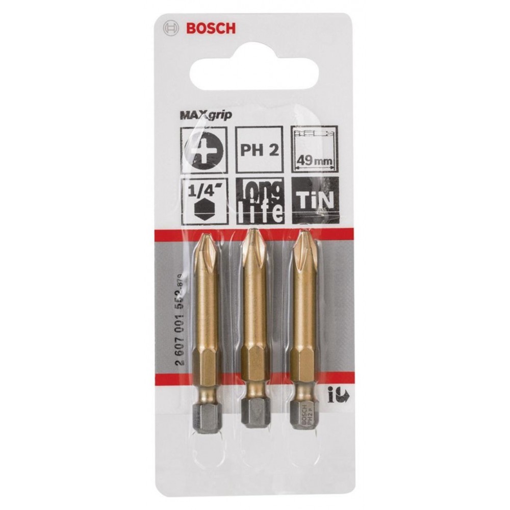 Bosch Bits Uç Max Grip PH2 49 mm 3'lü