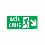 Acil Çıkış Sağ Aşağı Uyarı Levhası 17,5x25 KOD:944