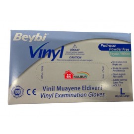 Beybi Vinyl L Vinil Pudrasız Muayene Eldiven 100'lük Kutu