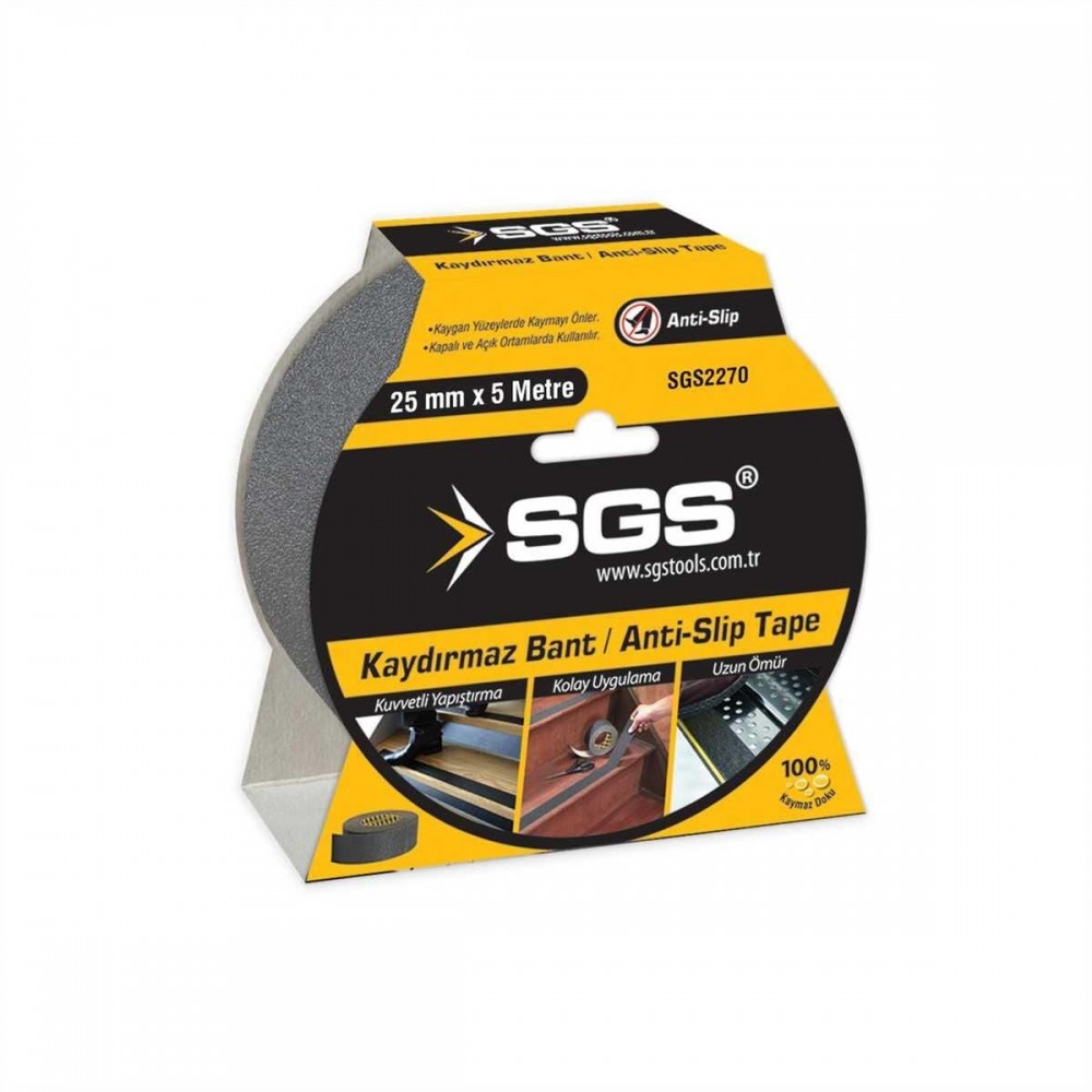 Sgs 2270 Siyah Kaydırmaz Bant 25 mm 5 Metre
